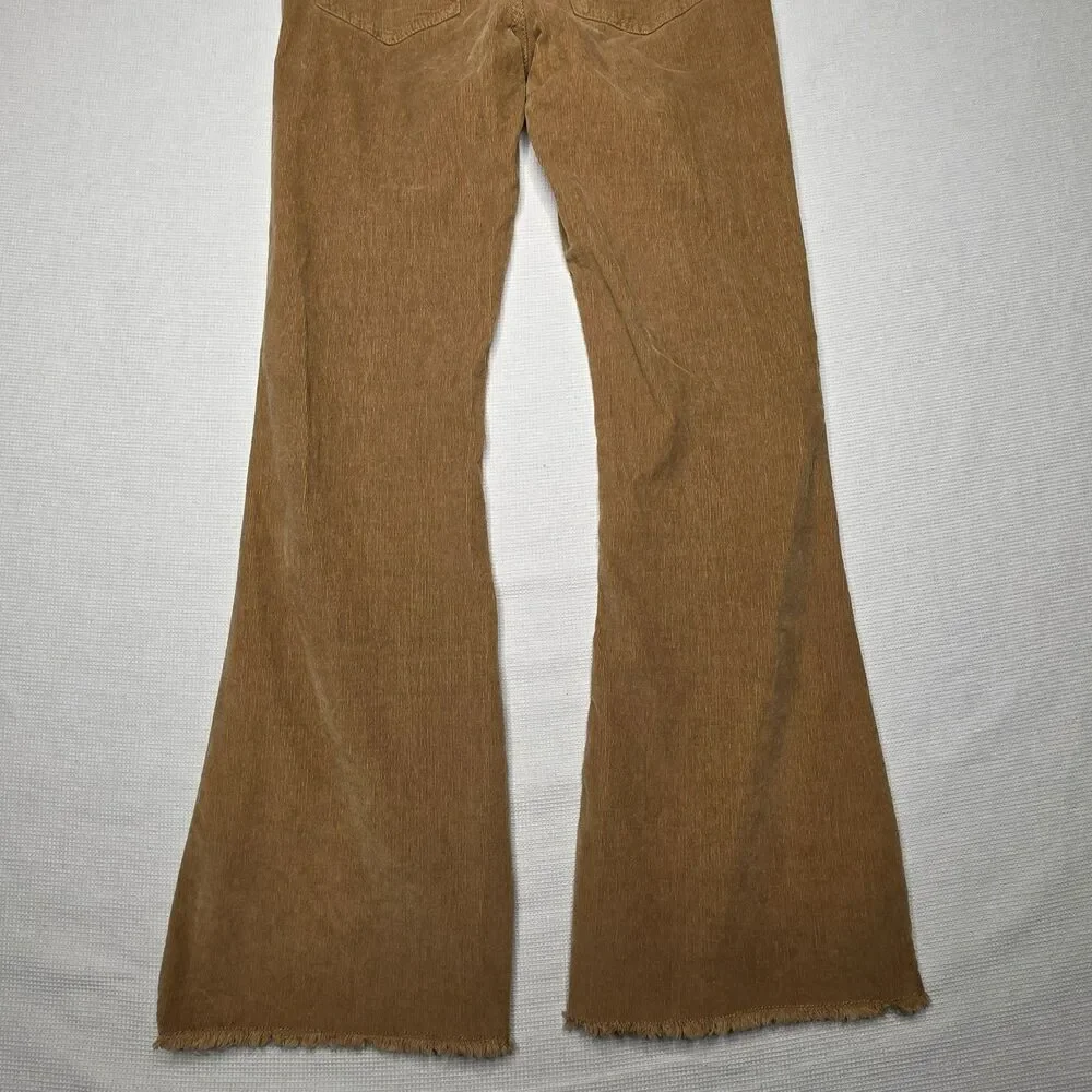 ReGeneration by Celebrity Pink Flower Beige Brown Corduroy Flare Leg Pants 5/27